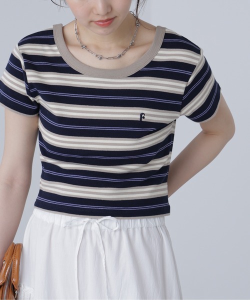 ◇ワンポイント刺繍マルチボーダーカットソー（Tシャツ