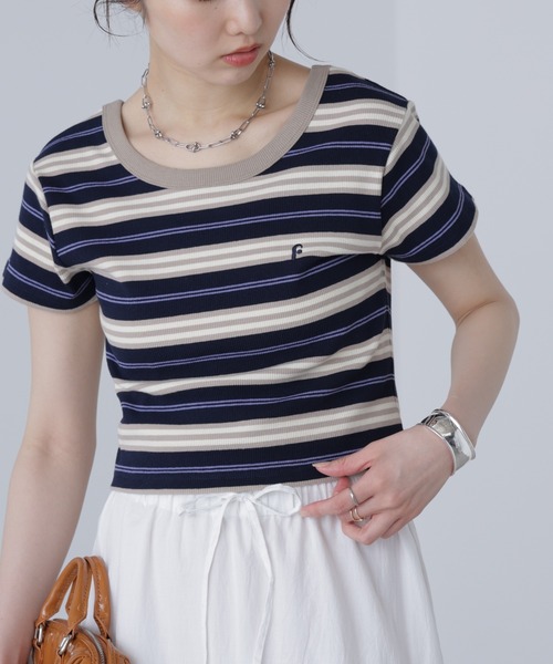 ◇ワンポイント刺繍マルチボーダーカットソー（Tシャツ