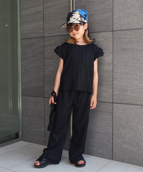 CIAOPANIC TYPY（チャオパニックティピー）の「【KIDS】微フリンジフレアパンツ（その他パンツ・キッズ・ブルー/ブラック・SMALL/MEDIUM/LARGE/X-LARGE/XX-LARGE）」の4枚目の写真