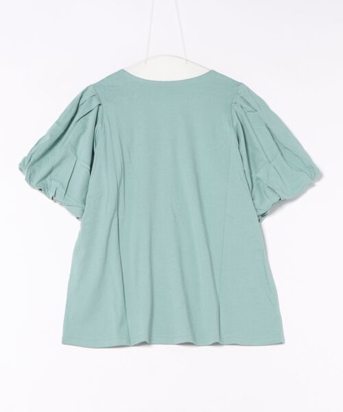 RCD(アールシーディー)の「コットンパフスリーブTシャツ(Tシャツ/カットソー・レディース・ブラック/グレイッシュベージュ/チャコールグレー/オフホワイト/ミント・LL~3L/M-L/4L~5L)」の8枚目の写真