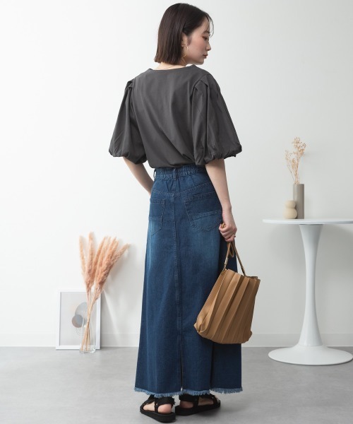 RCD(アールシーディー)の「コットンパフスリーブTシャツ(Tシャツ/カットソー・レディース・ブラック/グレイッシュベージュ/チャコールグレー/オフホワイト/ミント・LL~3L/M-L/4L~5L)」の20枚目の写真