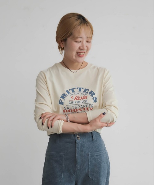 NOMBRE IMPAIR(ノンブルアンペール)の「FRITTERSロゴ 長袖TEE(Tシャツ/カットソー・レディース・グレー/イエロー/キナリ・FREE)」の12枚目の写真