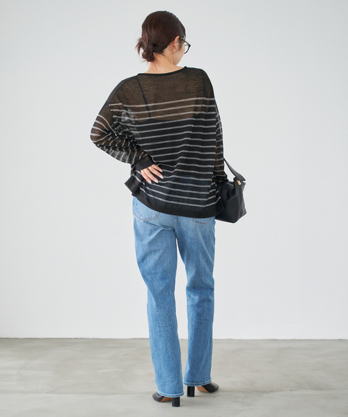 IENA（イエナ）の「アルパカMIXシアー プルオーバー（ニット/セーター・レディース・ブラック/カーキ/ライトグレー/ブラック系その他・FREE）」の5枚目の写真