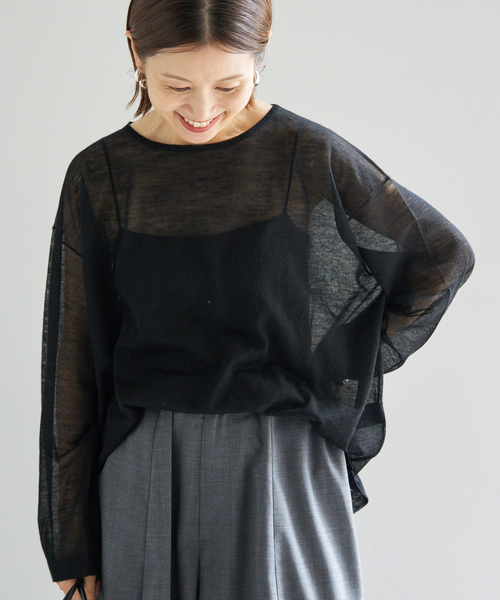 IENA（イエナ）の「アルパカMIXシアー プルオーバー（ニット/セーター・レディース・ブラック/カーキ/ライトグレー/ブラック系その他・FREE）」の7枚目の写真