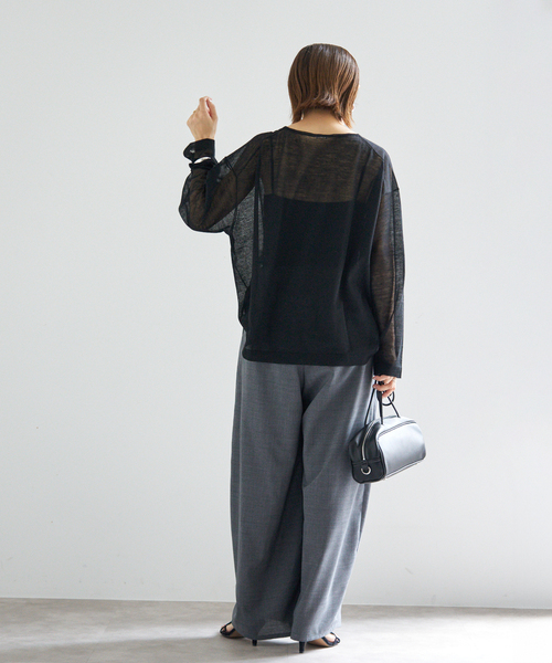 IENA（イエナ）の「アルパカMIXシアー プルオーバー（ニット/セーター・レディース・ブラック/カーキ/ライトグレー/ブラック系その他・FREE）」の12枚目の写真