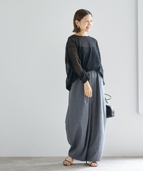 IENA（イエナ）の「アルパカMIXシアー プルオーバー（ニット/セーター・レディース・ブラック/カーキ/ライトグレー/ブラック系その他・FREE）」の13枚目の写真