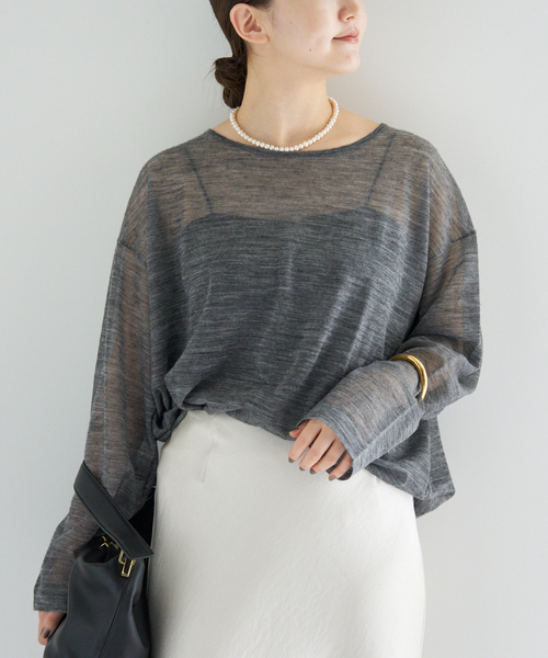 IENA（イエナ）の「アルパカMIXシアー プルオーバー（ニット/セーター・レディース・ブラック/カーキ/ライトグレー/ブラック系その他・FREE）」の14枚目の写真