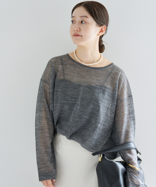 IENA（イエナ）の「アルパカMIXシアー プルオーバー（ニット/セーター・レディース・ブラック/カーキ/ライトグレー/ブラック系その他・FREE）」の15枚目の写真