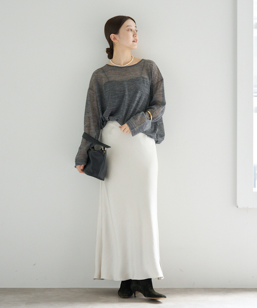 IENA（イエナ）の「アルパカMIXシアー プルオーバー（ニット/セーター・レディース・ブラック/カーキ/ライトグレー/ブラック系その他・FREE）」の18枚目の写真