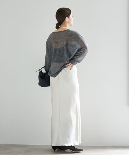 IENA（イエナ）の「アルパカMIXシアー プルオーバー（ニット/セーター・レディース・ブラック/カーキ/ライトグレー/ブラック系その他・FREE）」の20枚目の写真