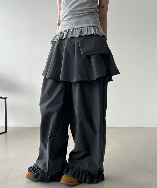 セール】【セットアイテム】レイヤード ラップスカート フリル