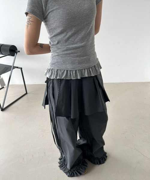 セール】【セットアイテム】レイヤード ラップスカート フリル