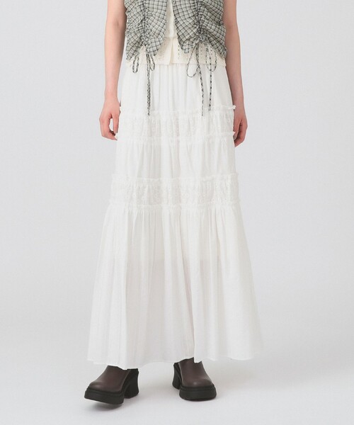 Ray BEAMS（レイビームス）の「レース キリカエ ティアード スカート（スカート・レディース・ホワイト/ブラック・ONE SIZE）」の21枚目の写真