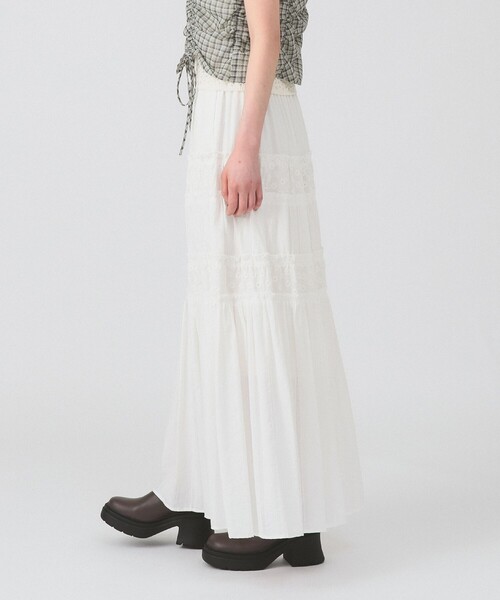Ray BEAMS（レイビームス）の「レース キリカエ ティアード スカート（スカート・レディース・ホワイト/ブラック・ONE SIZE）」の22枚目の写真