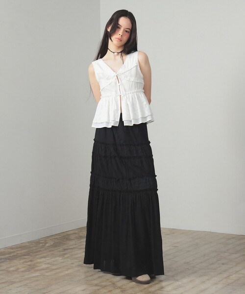 Ray BEAMS（レイビームス）の「レース キリカエ ティアード スカート（スカート・レディース・ホワイト/ブラック・ONE SIZE）」の15枚目の写真