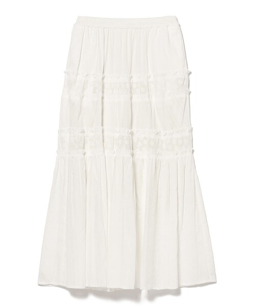 Ray BEAMS（レイビームス）の「レース キリカエ ティアード スカート（スカート・レディース・ホワイト/ブラック・ONE SIZE）」の4枚目の写真