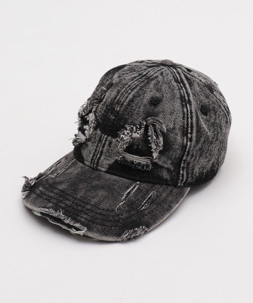 VETEMENTS デストロイドキャップ 注 VETEMENTS ヴェトモン ブラックデストロイ ピアス キャップ