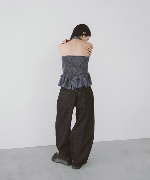 duei（デュイ）の「カーブデニムパンツ（デニムパンツ・レディース・インディゴブルー/ブラック・マルチサイズ）」の10枚目の写真