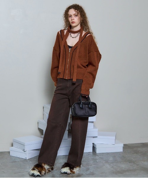 MAISON SPECIAL（メゾンスペシャル）の「With Stall Tulle Slit Cardigan/ストール付きチュールスリットカーディガン（カーディガン/ボレロ・レディース・ピンク/グレー/ブラウン・FREE）」の18枚目の写真