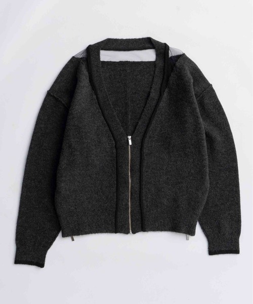 MAISON SPECIAL（メゾンスペシャル）の「With Stall Tulle Slit Cardigan/ストール付きチュールスリットカーディガン（カーディガン/ボレロ・レディース・ピンク/グレー/ブラウン・FREE）」の4枚目の写真