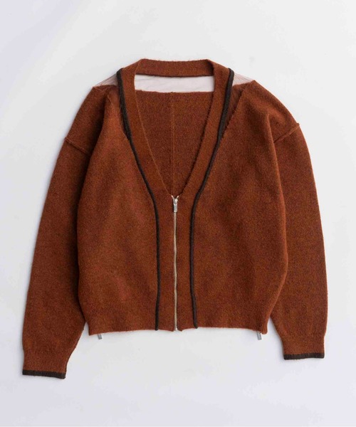 MAISON SPECIAL（メゾンスペシャル）の「With Stall Tulle Slit Cardigan/ストール付きチュールスリットカーディガン（カーディガン/ボレロ・レディース・ピンク/グレー/ブラウン・FREE）」の6枚目の写真