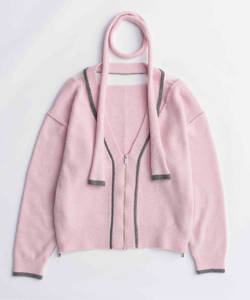 MAISON SPECIAL（メゾンスペシャル）の「With Stall Tulle Slit Cardigan/ストール付きチュールスリットカーディガン（カーディガン/ボレロ・レディース・ピンク/グレー/ブラウン・FREE）」の7枚目の写真