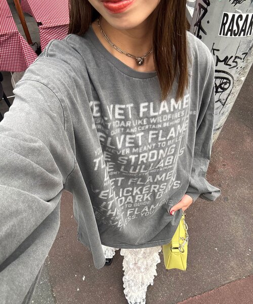 CIAOPANIC(チャオパニック)の「バルーンスリーブピグメントロゴロンTee(Tシャツ/カットソー・レディース・ピンク/オフホワイト/ブルー/チャコールグレー・ONE SIZE)」の1枚目の写真