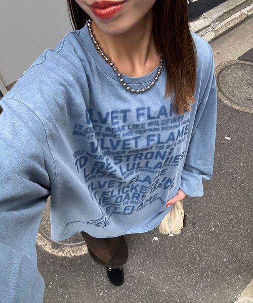 CIAOPANIC(チャオパニック)の「バルーンスリーブピグメントロゴロンTee(Tシャツ/カットソー・レディース・ピンク/オフホワイト/ブルー/チャコールグレー・ONE SIZE)」の3枚目の写真