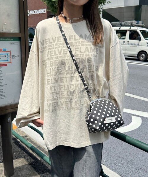 CIAOPANIC(チャオパニック)の「バルーンスリーブピグメントロゴロンTee(Tシャツ/カットソー・レディース・ピンク/オフホワイト/ブルー/チャコールグレー・ONE SIZE)」の5枚目の写真