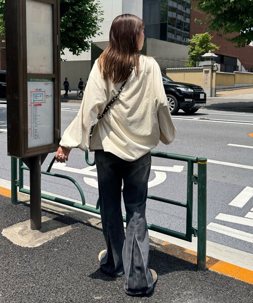 CIAOPANIC(チャオパニック)の「バルーンスリーブピグメントロゴロンTee(Tシャツ/カットソー・レディース・ピンク/オフホワイト/ブルー/チャコールグレー・ONE SIZE)」の10枚目の写真