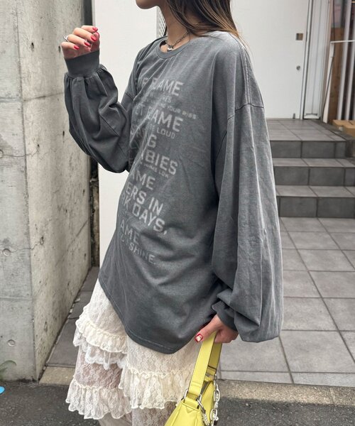 CIAOPANIC(チャオパニック)の「バルーンスリーブピグメントロゴロンTee(Tシャツ/カットソー・レディース・ピンク/オフホワイト/ブルー/チャコールグレー・ONE SIZE)」の19枚目の写真