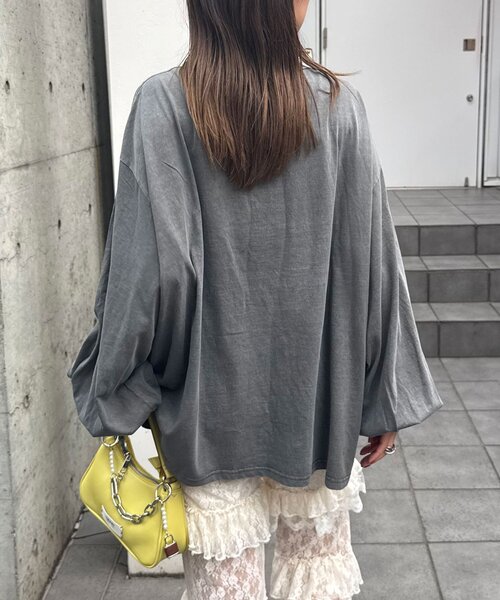 CIAOPANIC(チャオパニック)の「バルーンスリーブピグメントロゴロンTee(Tシャツ/カットソー・レディース・ピンク/オフホワイト/ブルー/チャコールグレー・ONE SIZE)」の20枚目の写真