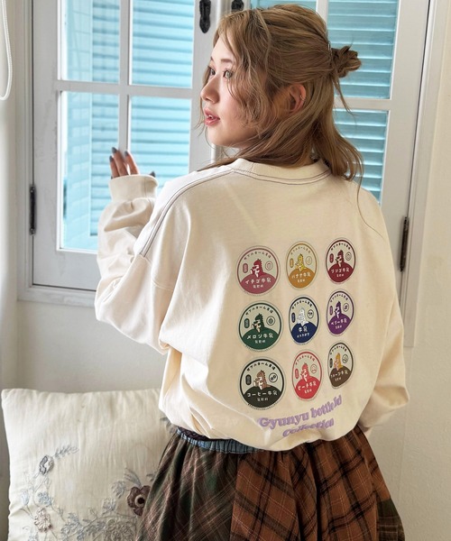 tシャツ Gyunyu bottle lid BACKモチーフロンTEE/ユニセックス レディース メンズ Gyunyu bottle lid BACKモチーフロンTEE/ユニセックス（Tシャツ