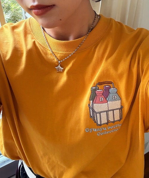 Gyunyu bottle lid BACKモチーフロンTEE/ユニセックス（Tシャツ