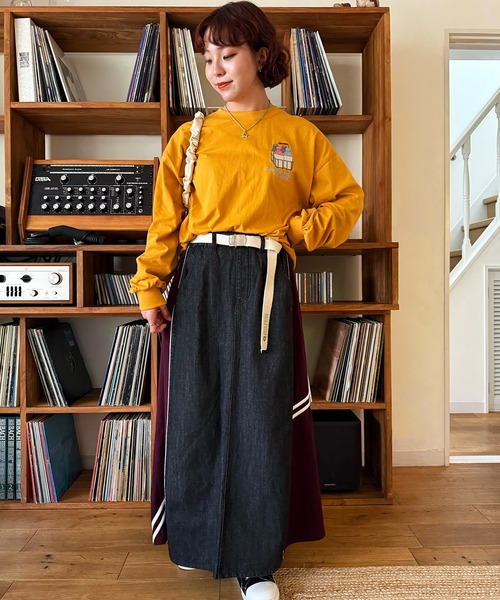 DOUBLE NAME（ダブルネーム）の「Gyunyu bottle lid BACKモチーフロンTEE/ユニセックス（Tシャツ/カットソー・レディース・オレンジ/オフホワイト/ブルー・FREE）」の9枚目の写真