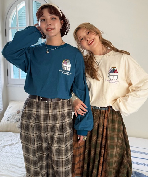 DOUBLE NAME（ダブルネーム）の「Gyunyu bottle lid BACKモチーフロンTEE/ユニセックス（Tシャツ/カットソー・レディース・オレンジ/オフホワイト/ブルー・FREE）」の22枚目の写真