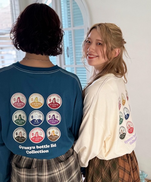 Gyunyu bottle lid BACKモチーフロンTEE/ユニセックス（Tシャツ