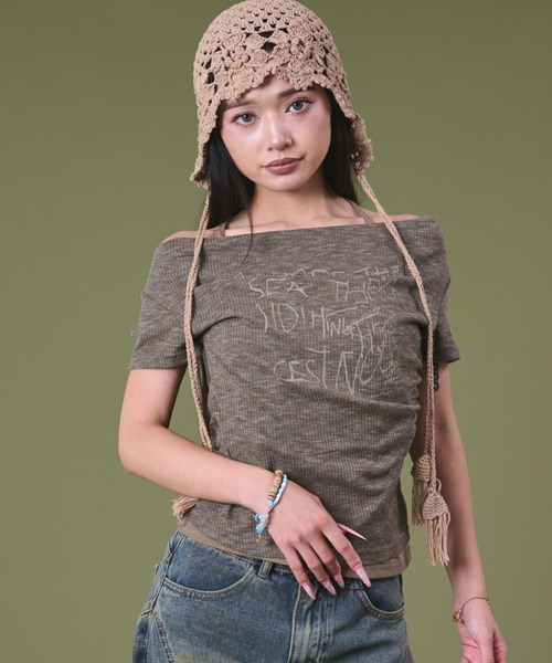 dispark(ディスパーク)の「DISPARK/レタリングチョーカーT(Tシャツ/カットソー・レディース・ブラウン/スミクロ・FREE)」の1枚目の写真