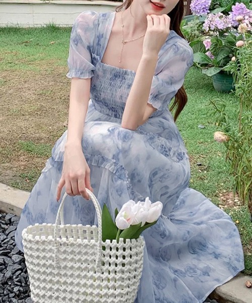Miniministore(ミニミニストア)の「ティアードロングワンピースレディース夏服半袖(ワンピース・レディース・ブルー・L/M)」の10枚目の写真