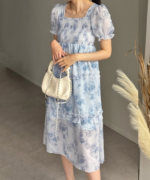 Miniministore(ミニミニストア)の「ティアードロングワンピースレディース夏服半袖(ワンピース・レディース・ブルー・L/M)」の15枚目の写真