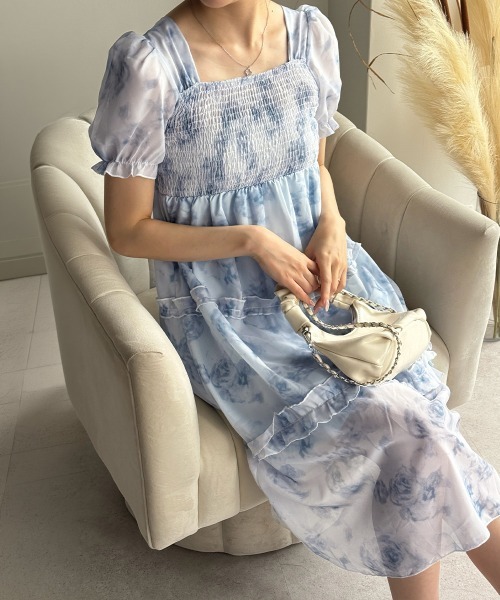 Miniministore(ミニミニストア)の「ティアードロングワンピースレディース夏服半袖(ワンピース・レディース・ブルー・L/M)」の16枚目の写真