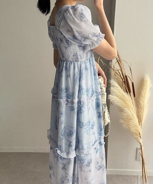 Miniministore(ミニミニストア)の「ティアードロングワンピースレディース夏服半袖(ワンピース・レディース・ブルー・L/M)」の17枚目の写真