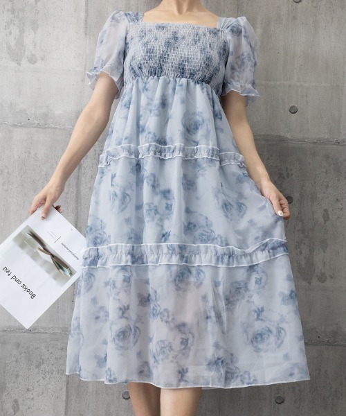 Miniministore(ミニミニストア)の「ティアードロングワンピースレディース夏服半袖(ワンピース・レディース・ブルー・L/M)」の18枚目の写真