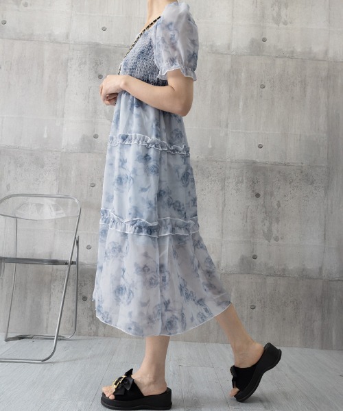 Miniministore(ミニミニストア)の「ティアードロングワンピースレディース夏服半袖(ワンピース・レディース・ブルー・L/M)」の21枚目の写真