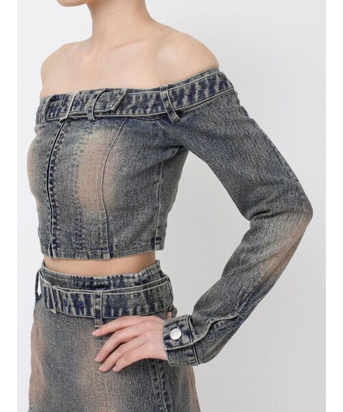 EATME(イートミー)の「ベルトオフショルデニムTOP(その他トップス・レディース・ブラウン/ブルー/ブラック・FREE)」の14枚目の写真
