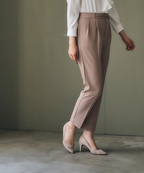 12Twelve Agenda（トゥエルブ　アジェンダ）の「ウォッシャブルハイストレッチジョーゼットテーパードパンツ（その他パンツ・レディース・チャコールグレー/ベージュ/ネイビー・M/S）」の9枚目の写真