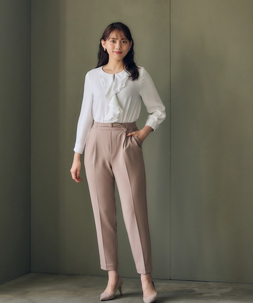 12Twelve Agenda（トゥエルブ　アジェンダ）の「ウォッシャブルハイストレッチジョーゼットテーパードパンツ（その他パンツ・レディース・チャコールグレー/ベージュ/ネイビー・M/S）」の10枚目の写真