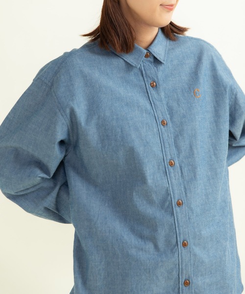 CHILD WOMAN（チャイルドウーマン）の「インディゴシャンブレー チェーン風刺繍シャツ（シャツ/ブラウス・レディース・ブルー・FREE）」の6枚目の写真