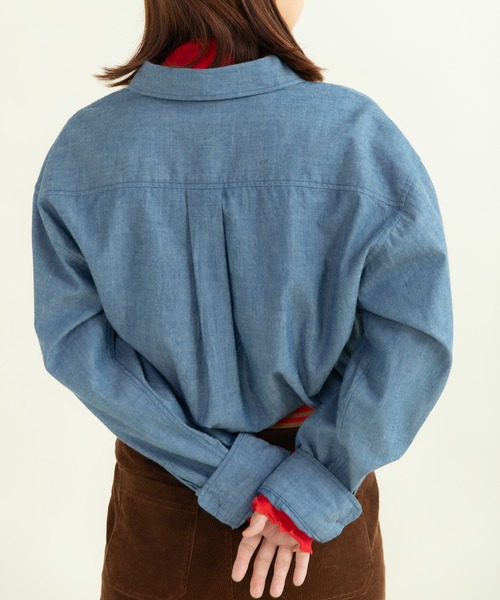 CHILD WOMAN（チャイルドウーマン）の「インディゴシャンブレー チェーン風刺繍シャツ（シャツ/ブラウス・レディース・ブルー・FREE）」の7枚目の写真