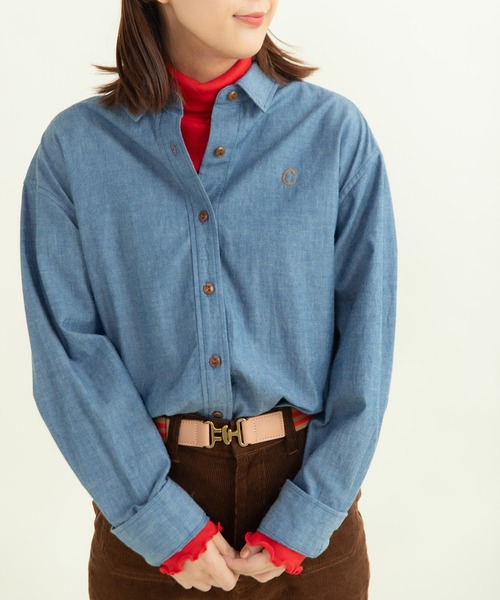 CHILD WOMAN（チャイルドウーマン）の「インディゴシャンブレー チェーン風刺繍シャツ（シャツ/ブラウス・レディース・ブルー・FREE）」の5枚目の写真